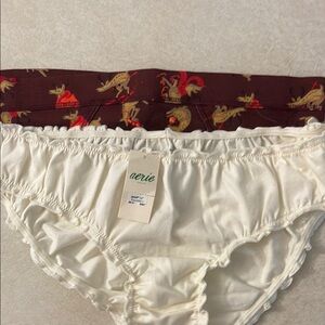 Aerie Brown and Cream Animal Print Panties and Let It Snow Elsewhere 2 pair set